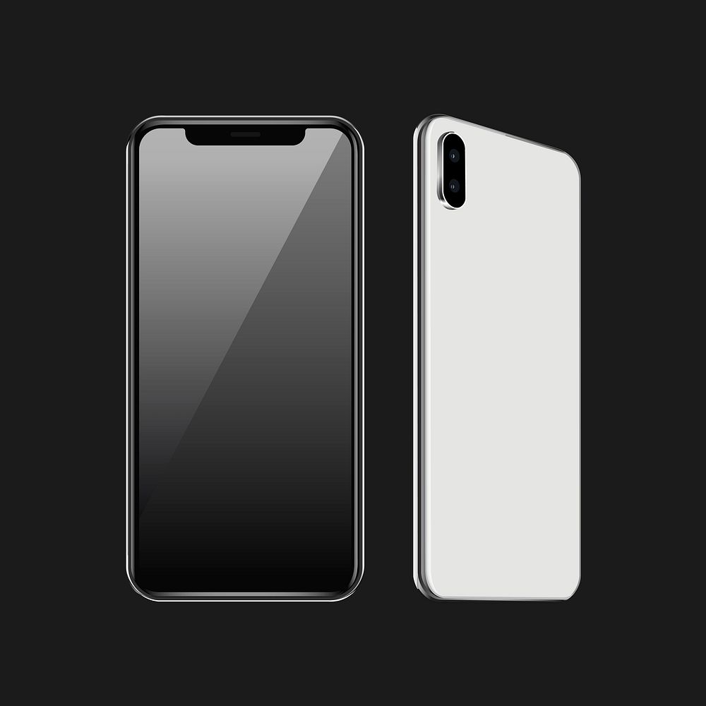 Mobile phone mockup front and rear view vector