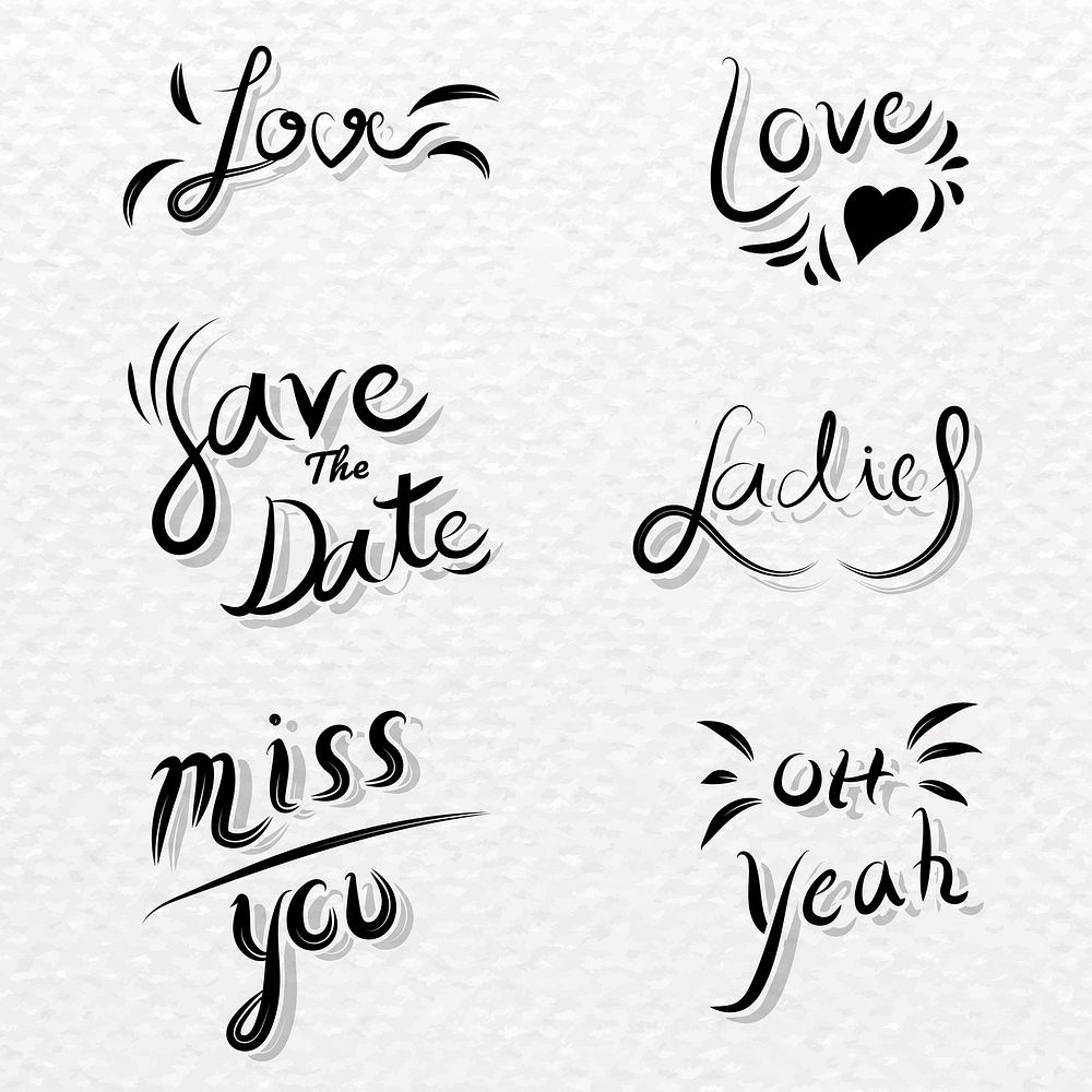 Set of hand lettered on background vector