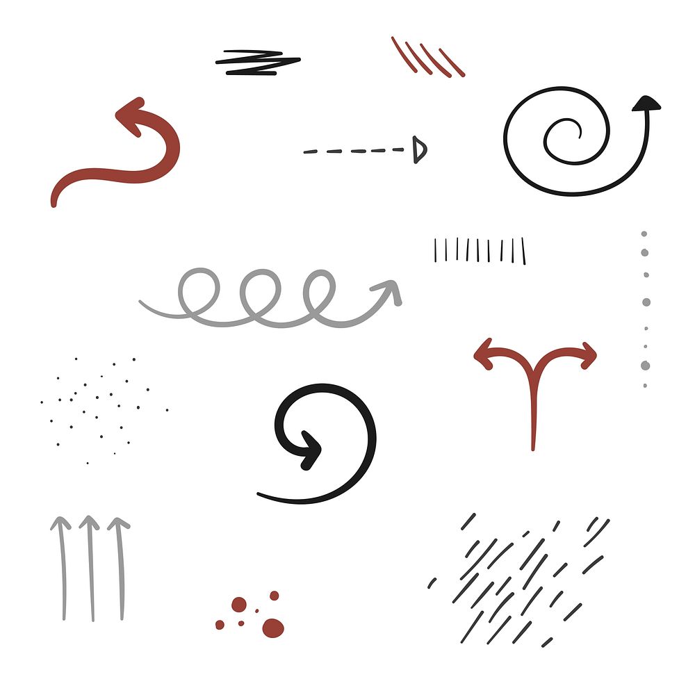 Earth tone arrow doodle vector collection