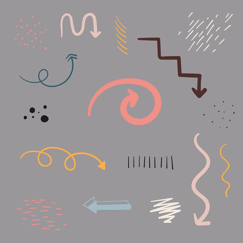 Pastel arrow doodle vector collection