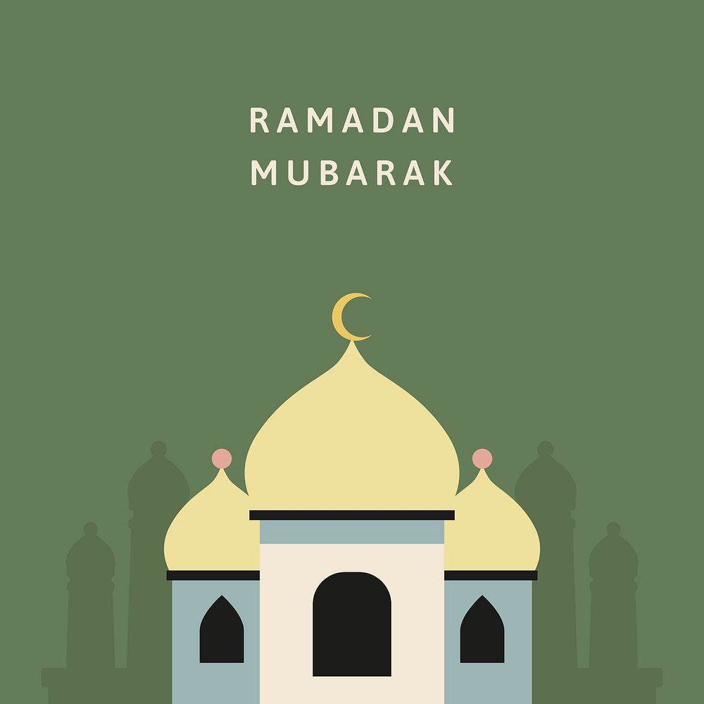 Green Eid background psd with Ramadan Mubarak text