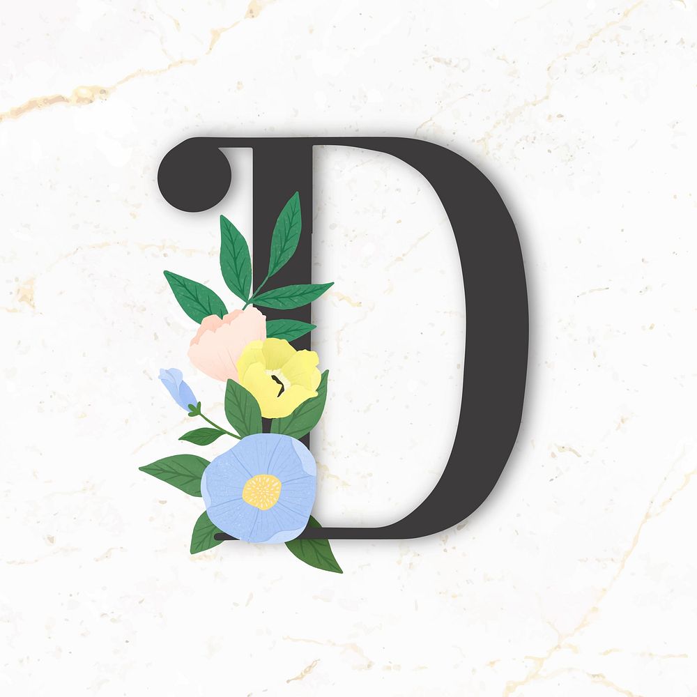 Elegant floral letter D vector