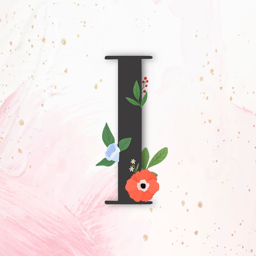Elegant floral letter I vector