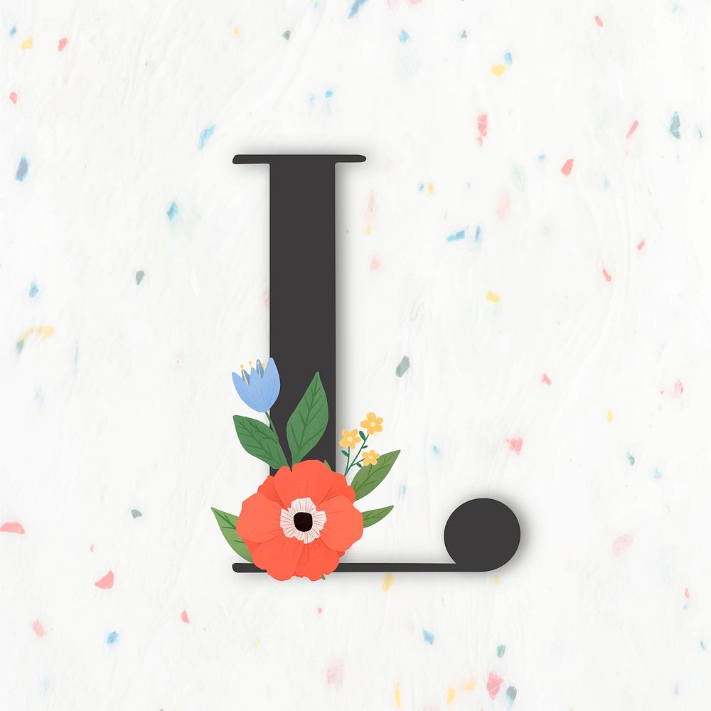 Elegant floral letter L vector