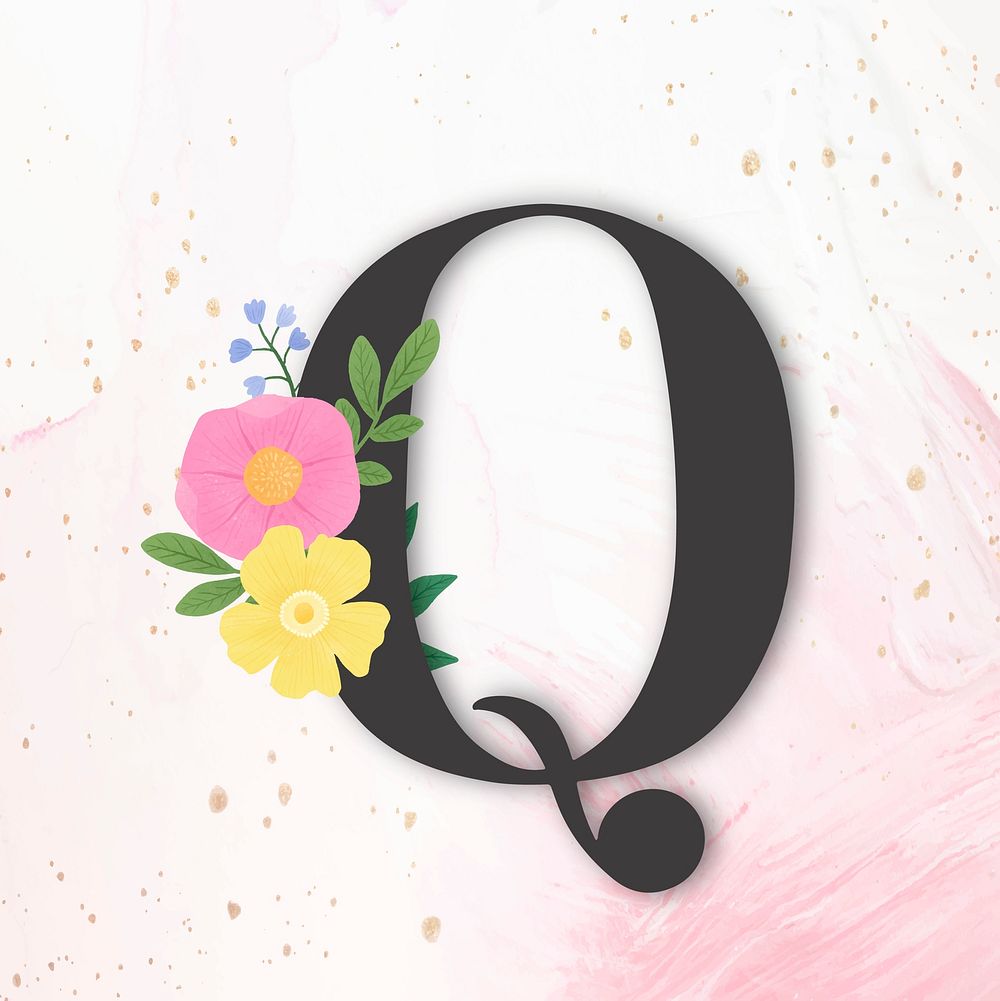 Elegant floral letter Q vector