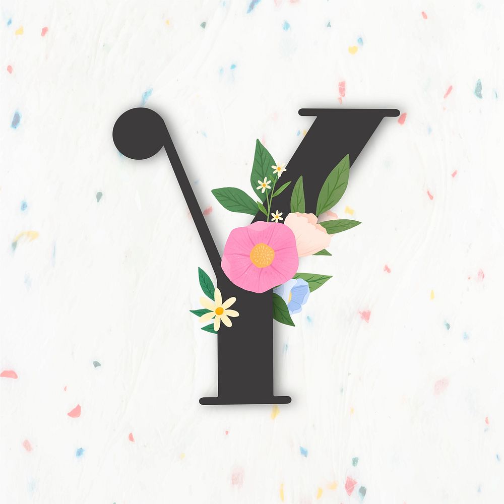 Elegant floral letter Y vector