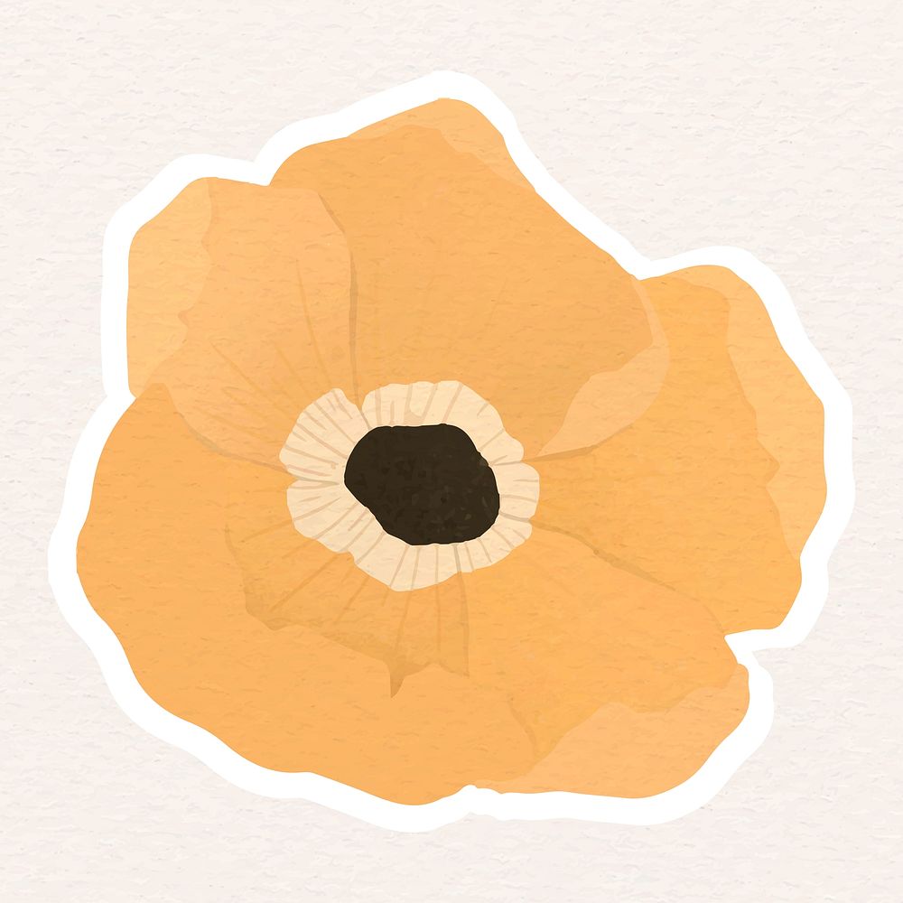 Orange poppy flower sticker vector