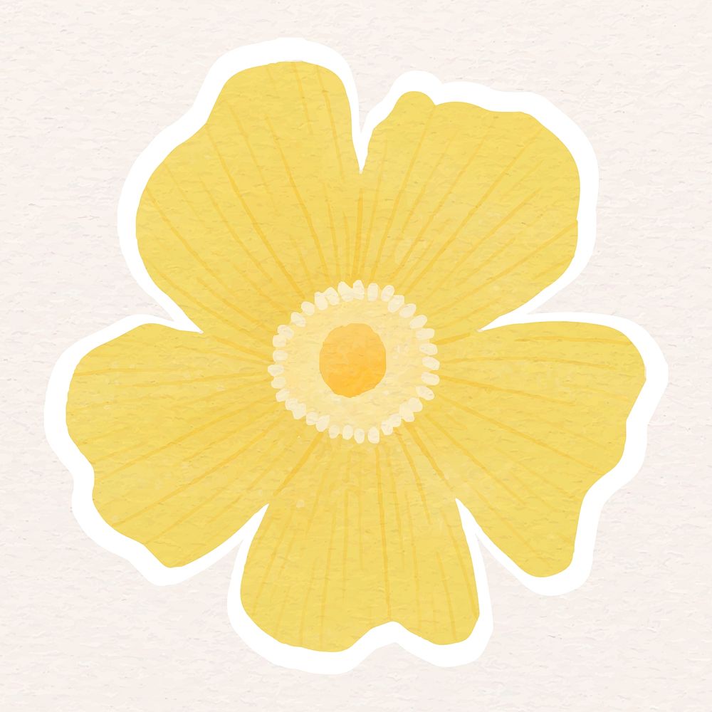Yellow flower sticker vector