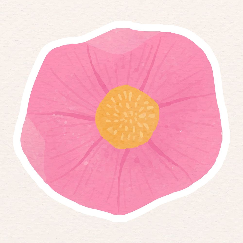 Pink flower sticker vector
