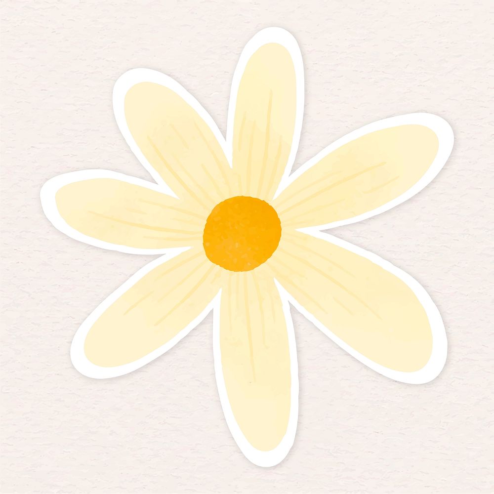 Pale yellow flower sticker illustration