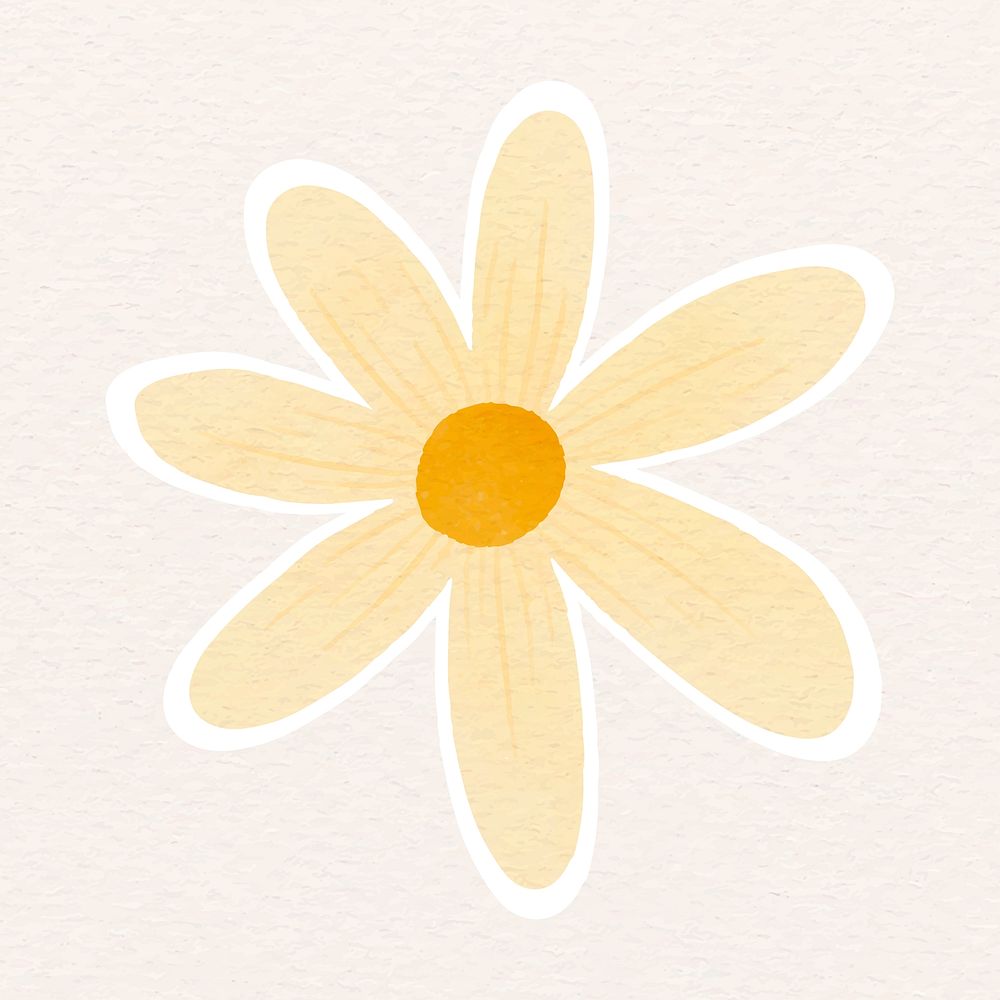 Pale yellow flower sticker vector