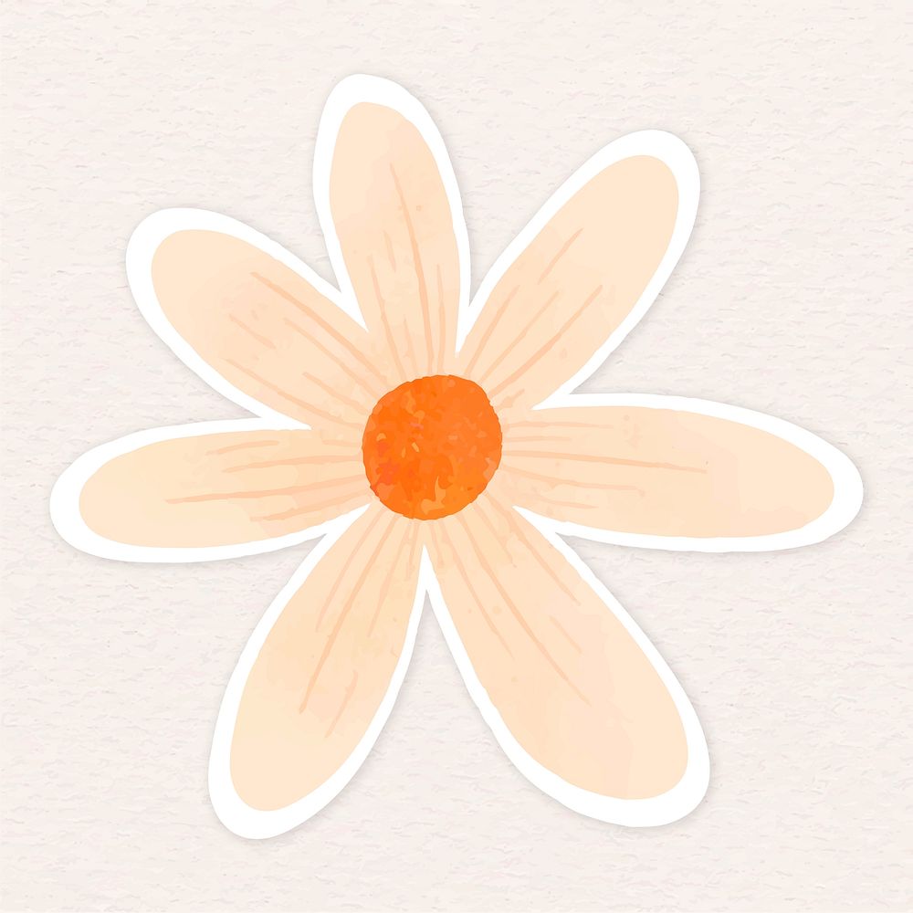Pale orange flower sticker illustration