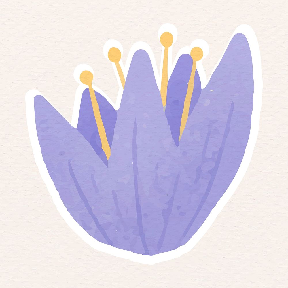 Purple flower sticker vector