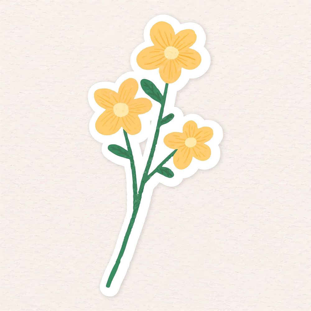 Yellow flowers sticker illustration