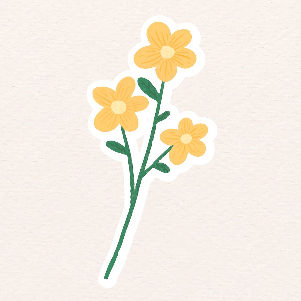 Yellow flowers sticker vector
