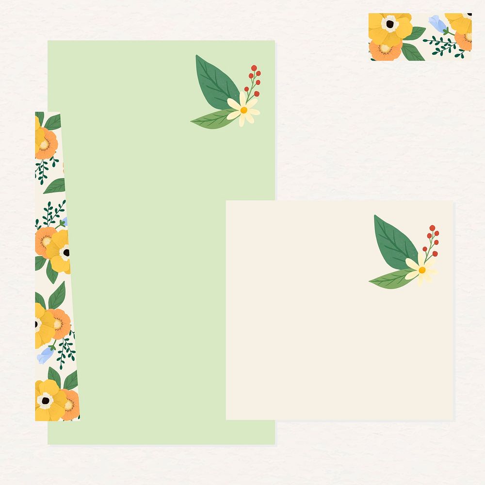 Floral note papers vector