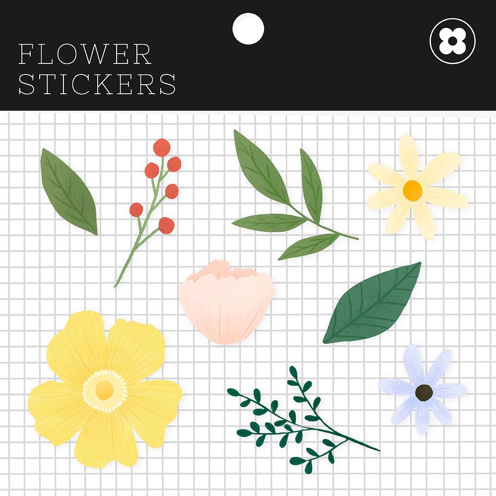 Flower stickers package illustration