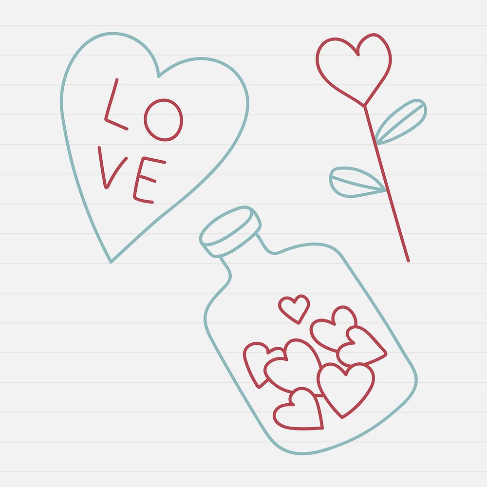 Hand drawn valentine's gift doodle vector collection