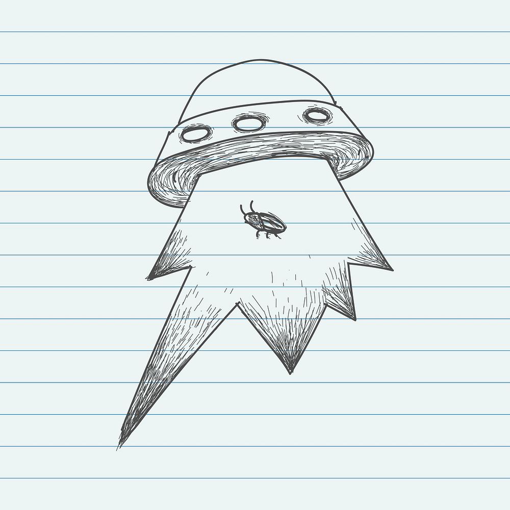 Ufo doodle with an insect vector