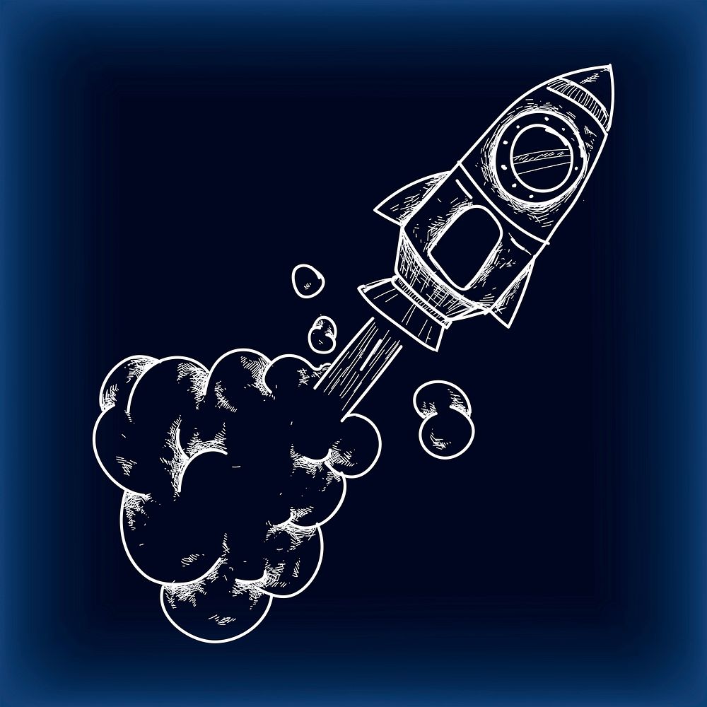 Rocket ship doodle design vector