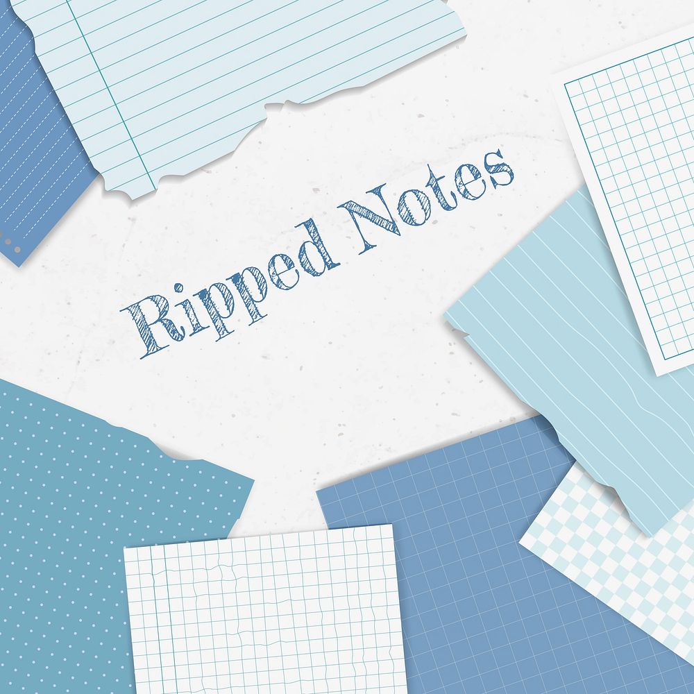 Blue ripped note collection vector