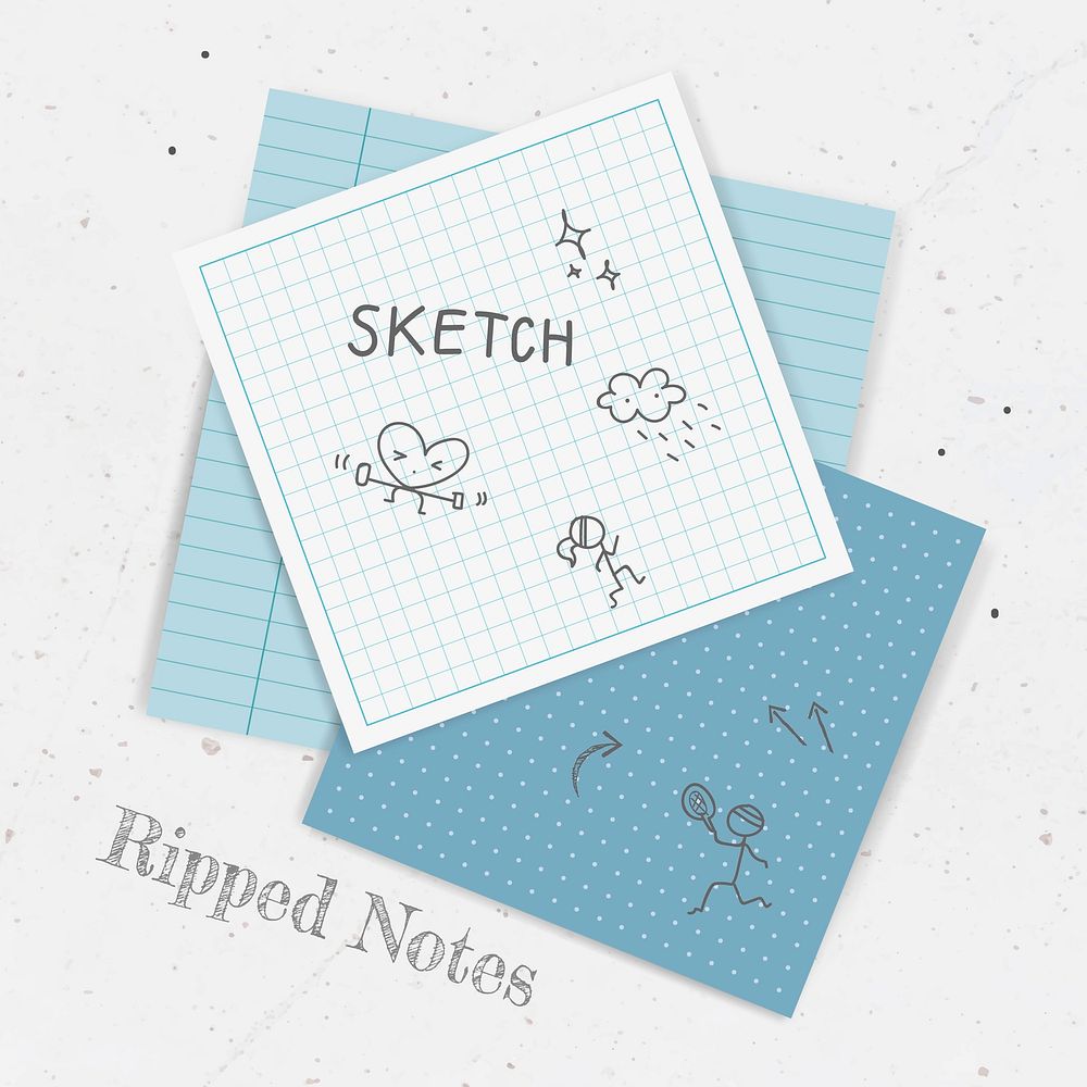 Sketch blue notepaper collection vector