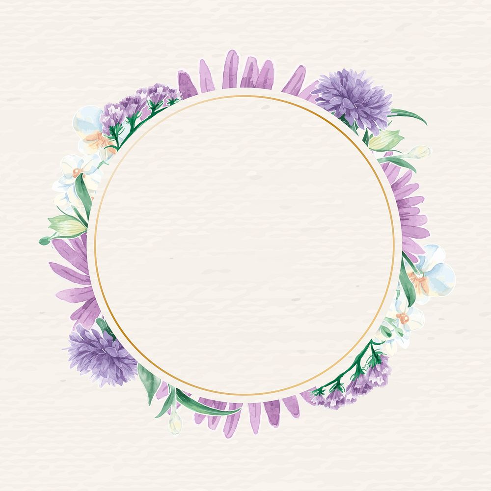 Round gold flower frame vector