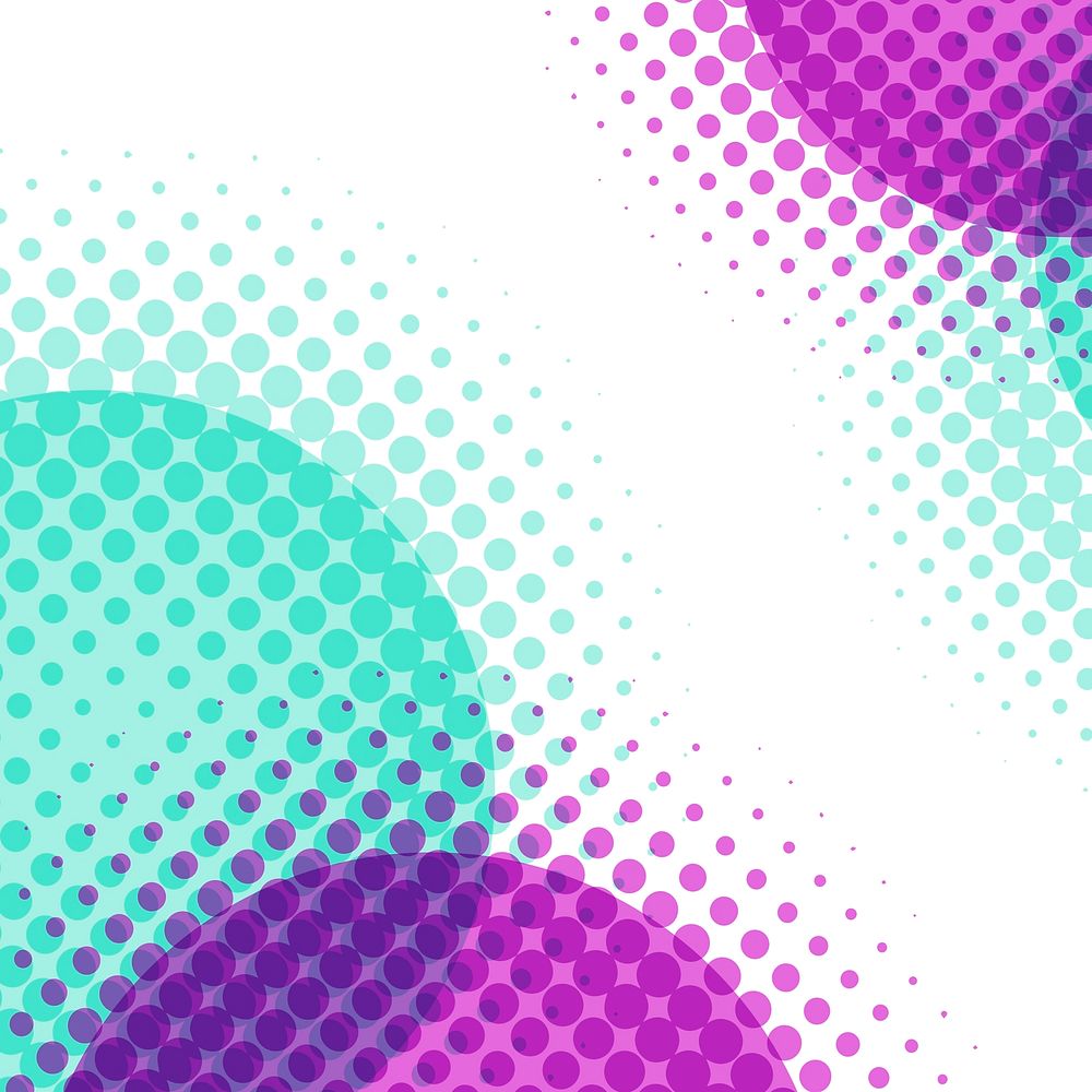 Circle purple and teal halftone pattern background vector