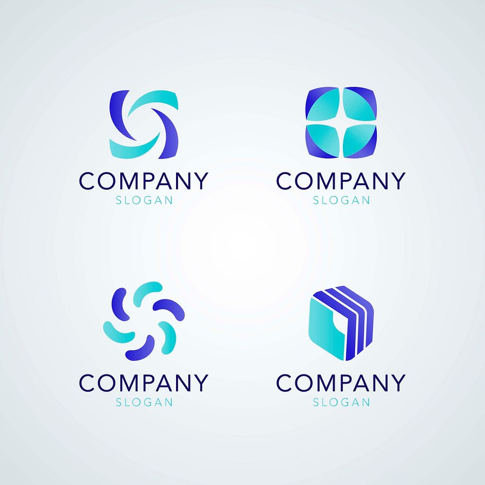 Blue company slogan collection vector