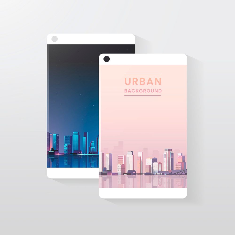 Urban scene day and night media background template vector