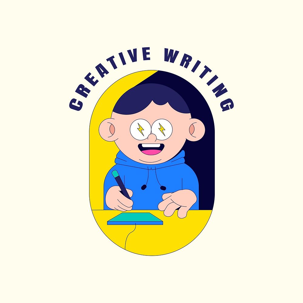 Creative writing badge design vector