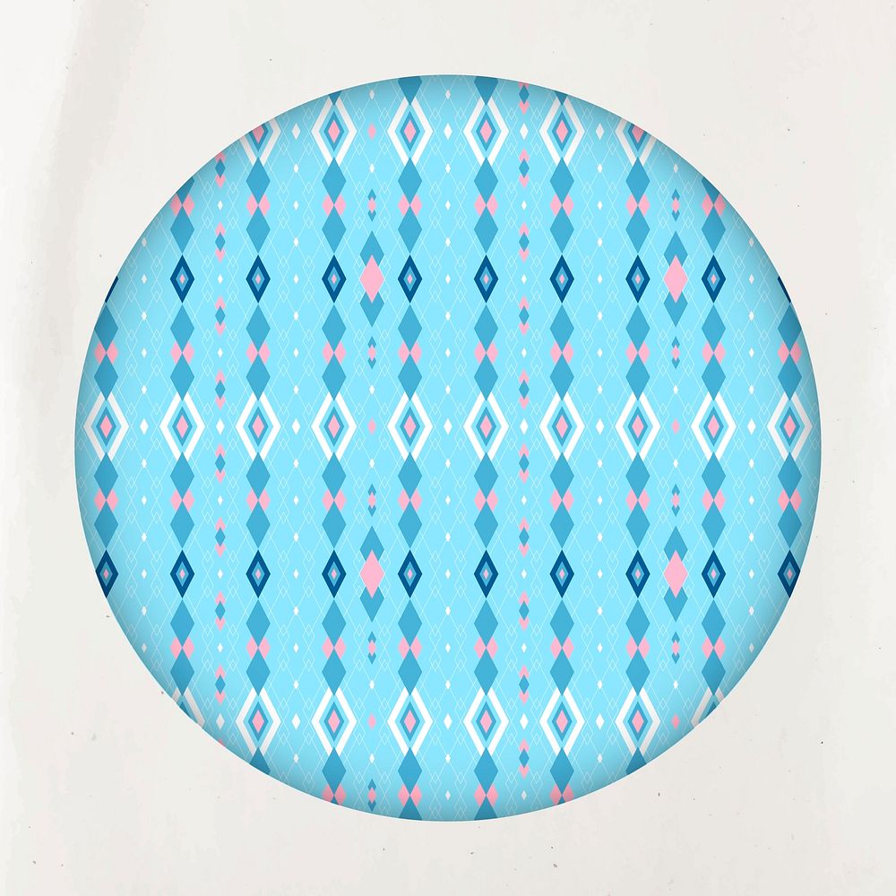 Bright blue geometric patterned round badge seamless vector