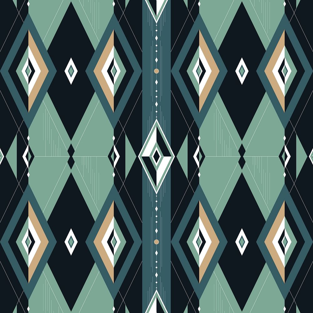 Dark green seamless geometric patterned background vector