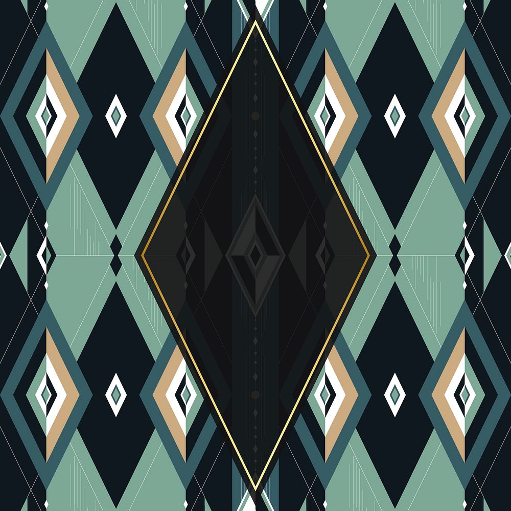 Dark green seamless geometric patterned frame vector