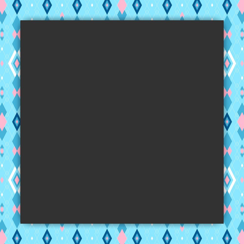 Bright blue seamless geometric patterned frame vector