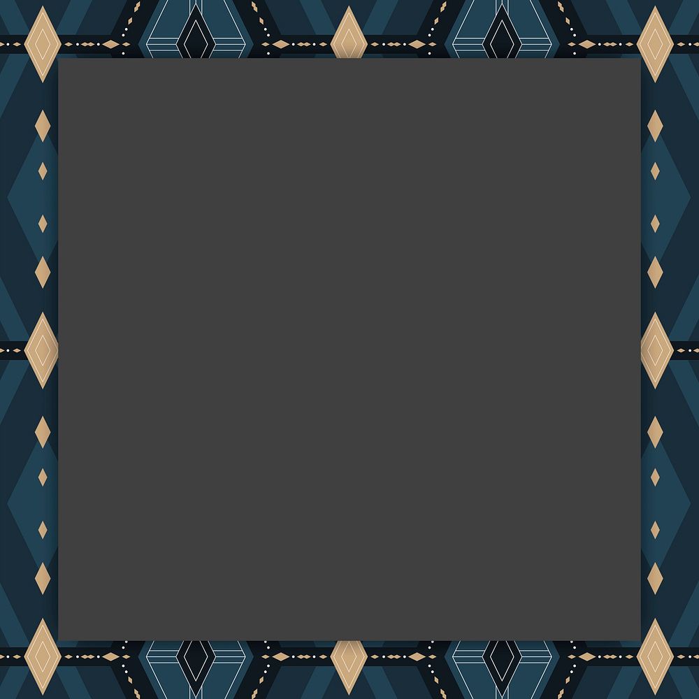 Seamless navy blue geometric patterned frame vector