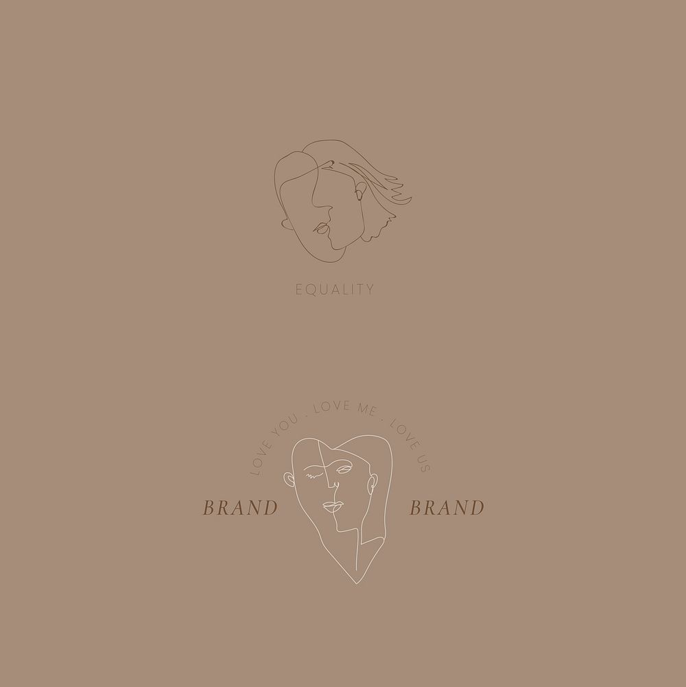 Brown feminine equality logo collection vector
