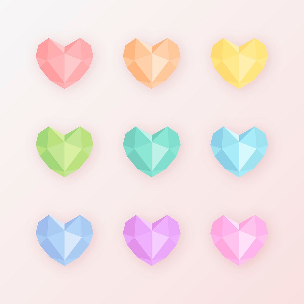 Colorful crystal heart design vector