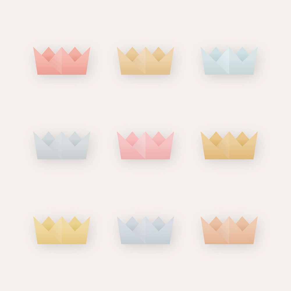 Colorful majestic crown vector collection