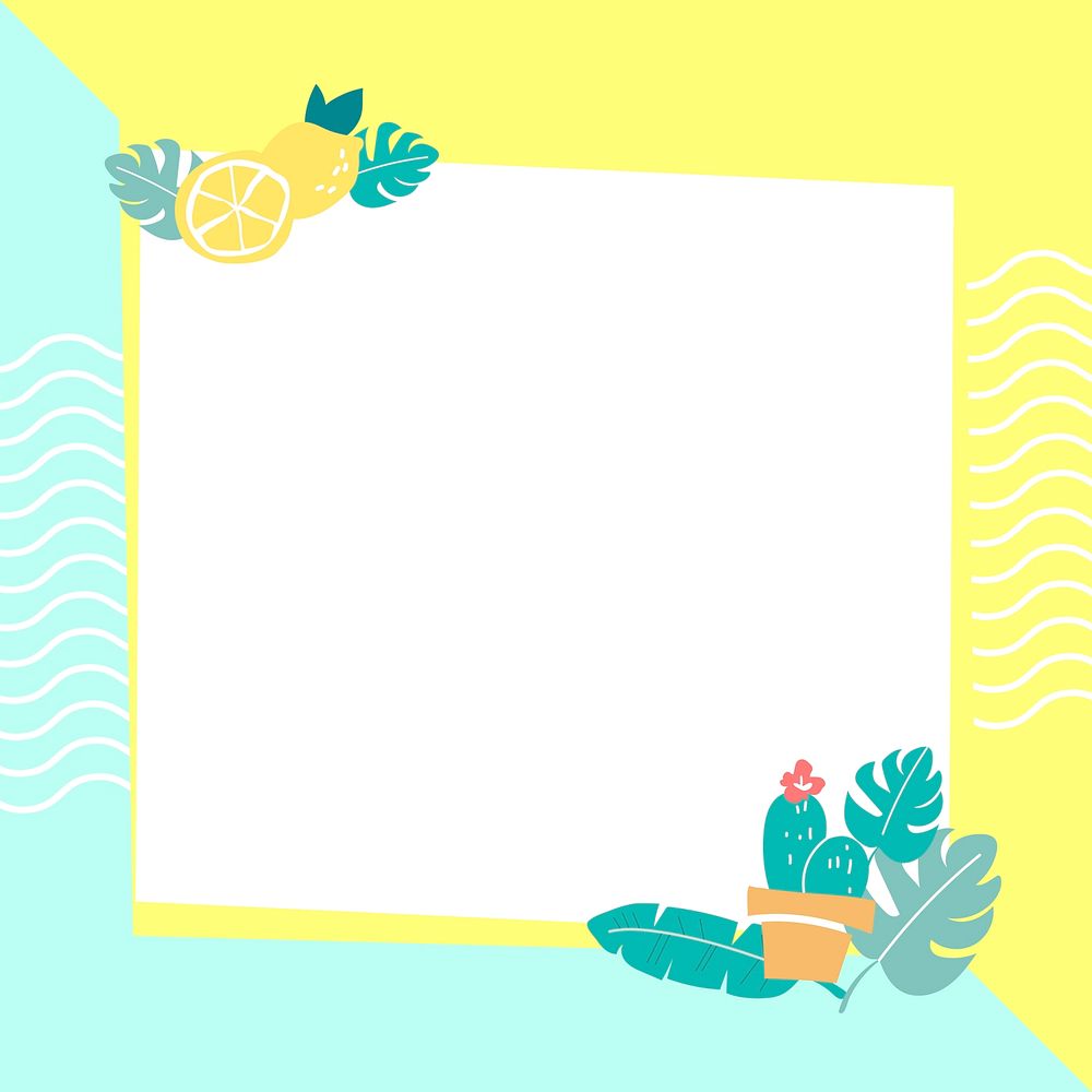 Rectangle summer lemon frame vector