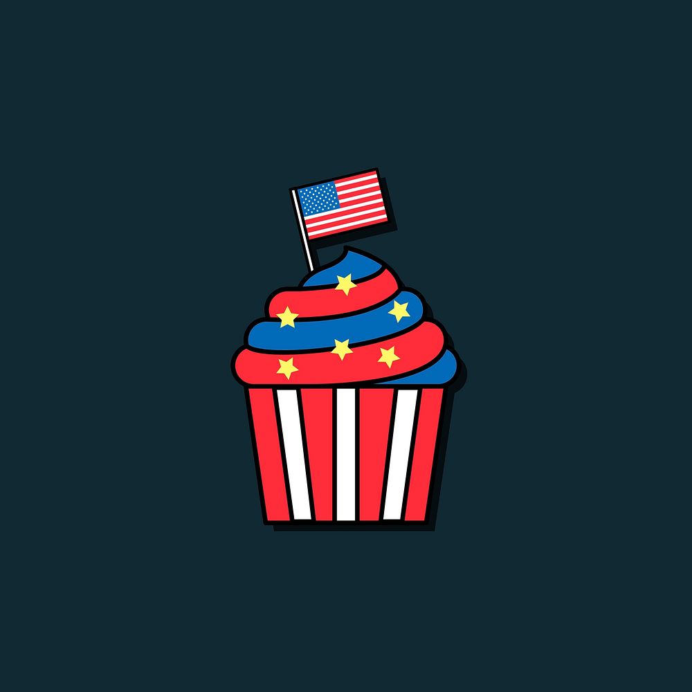 Cute American cupcake design vector