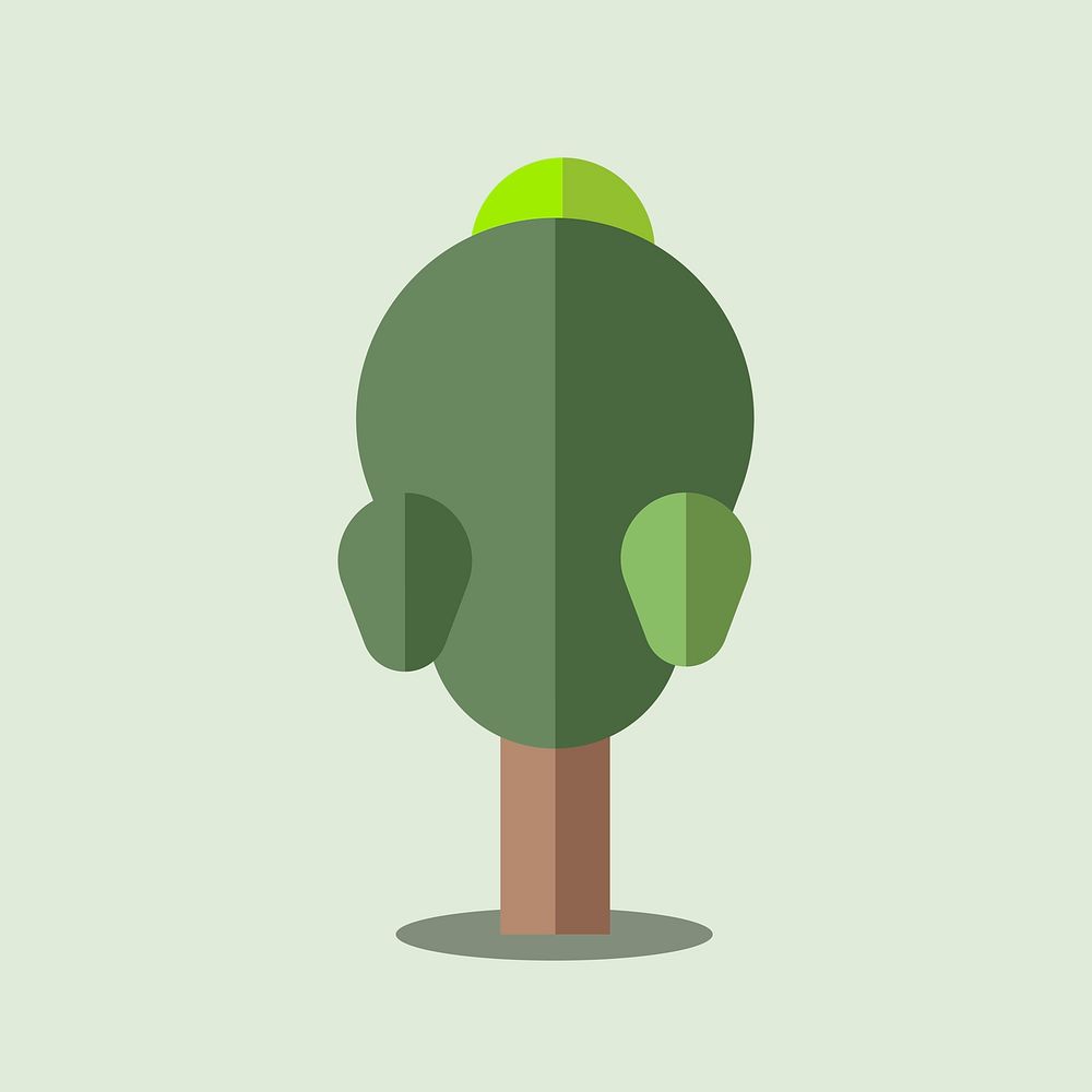 Green botany flat tree vector