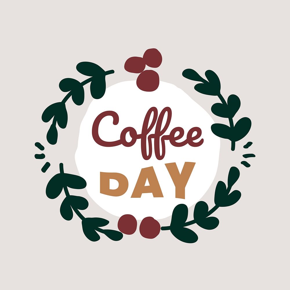 Coffee day wreath design vector