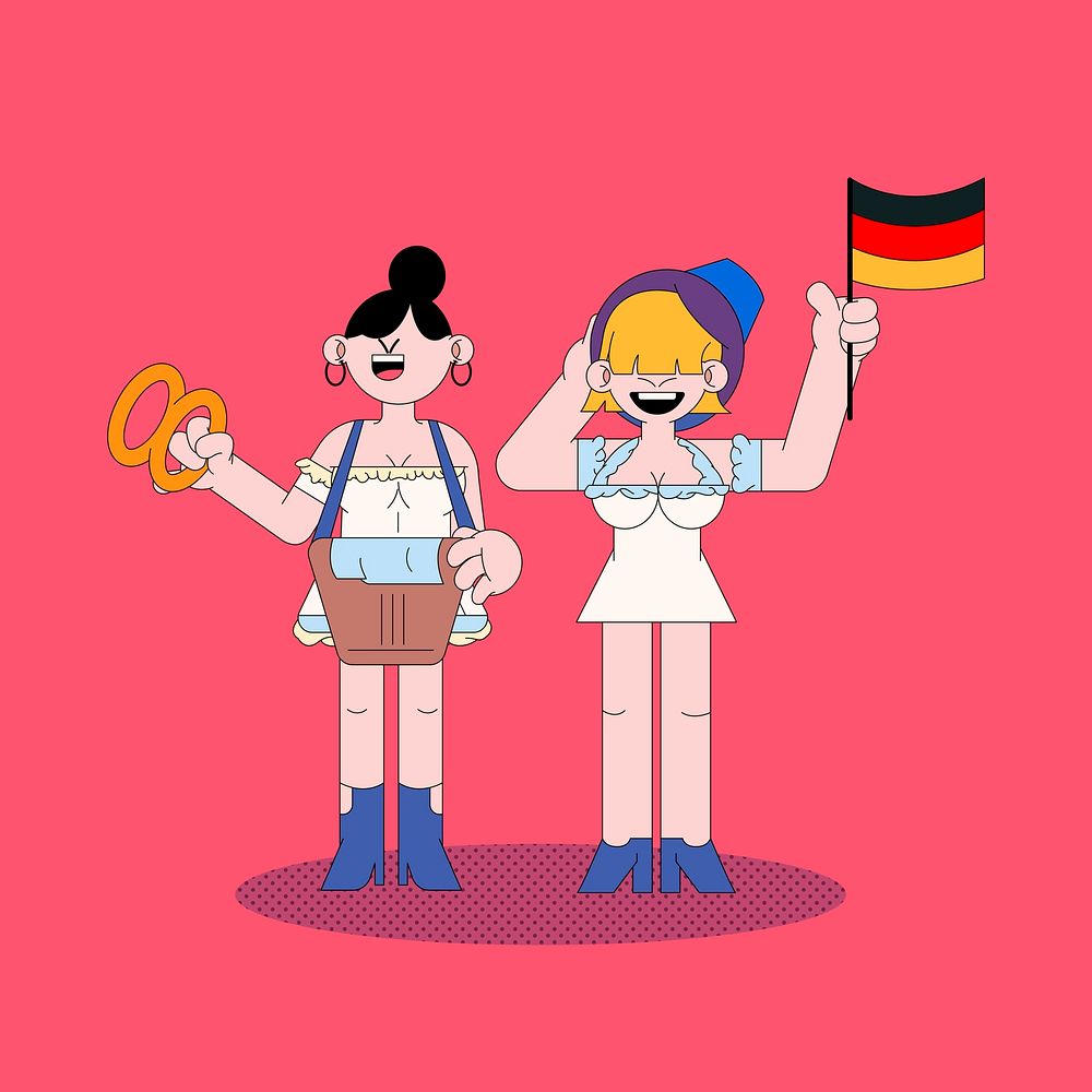 Woman in dirndls celebrating Oktoberfest vector