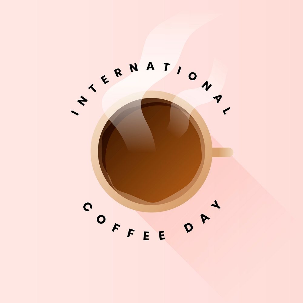 International Coffee Day pink background template vector