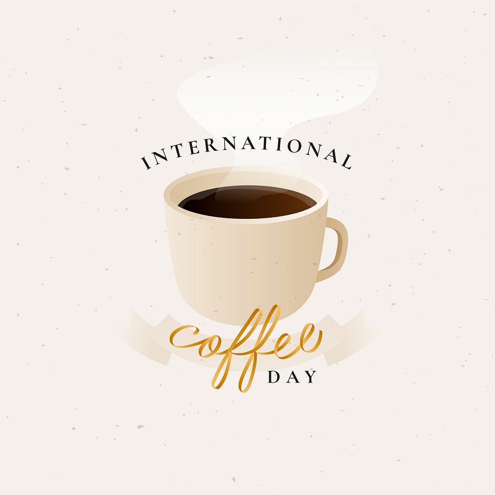International Coffee Day beige background template vector
