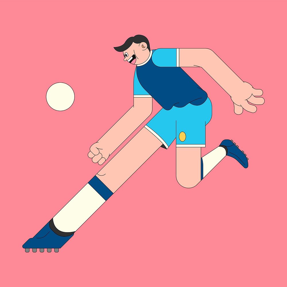 Young football player character on pink background vector