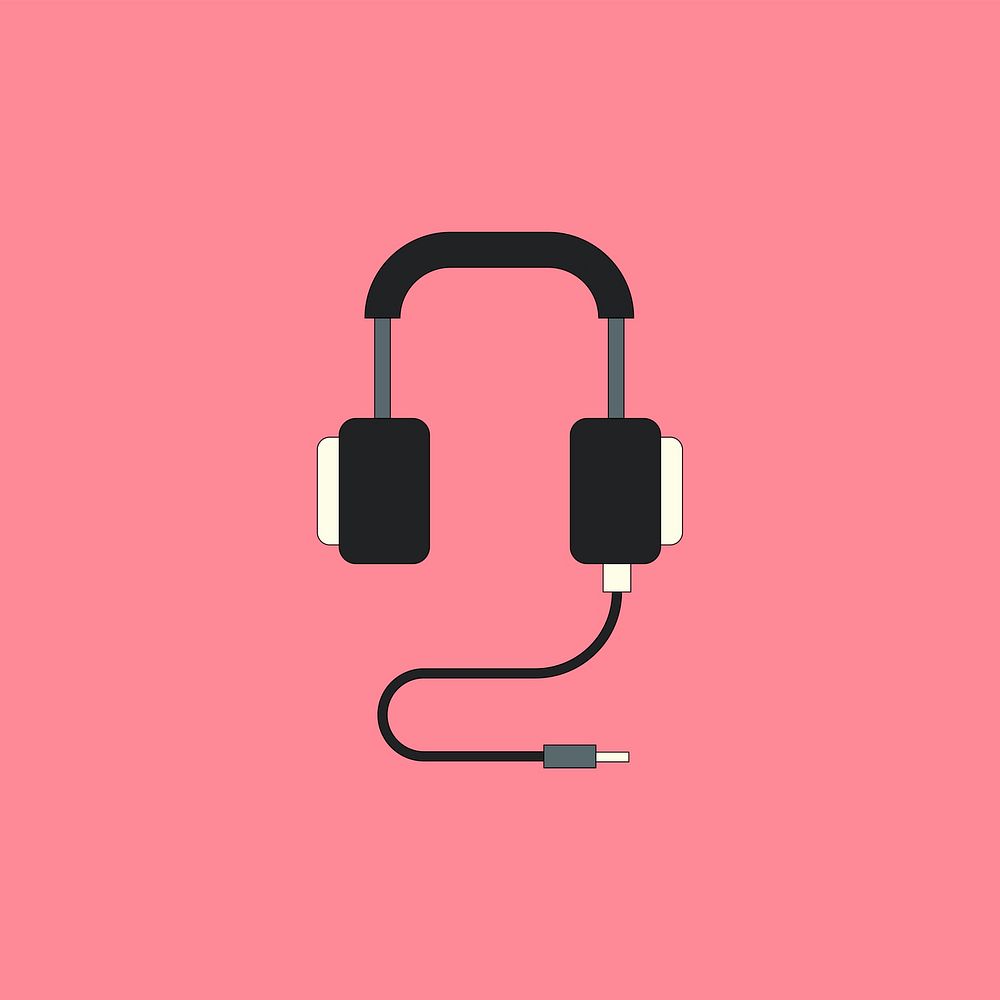 Black headphones element on pink background vector