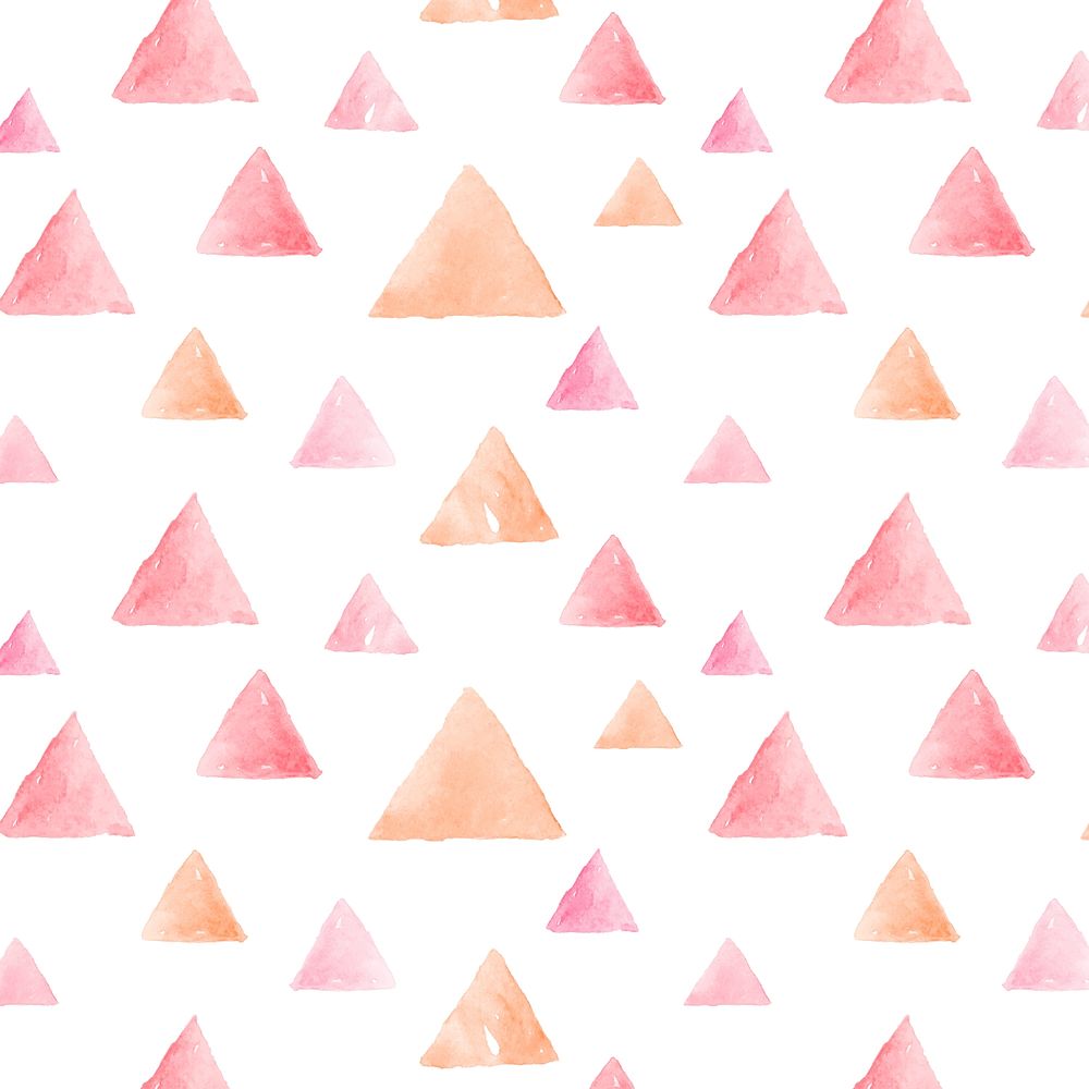 Pink watercolor triangle seamless patterned background vector