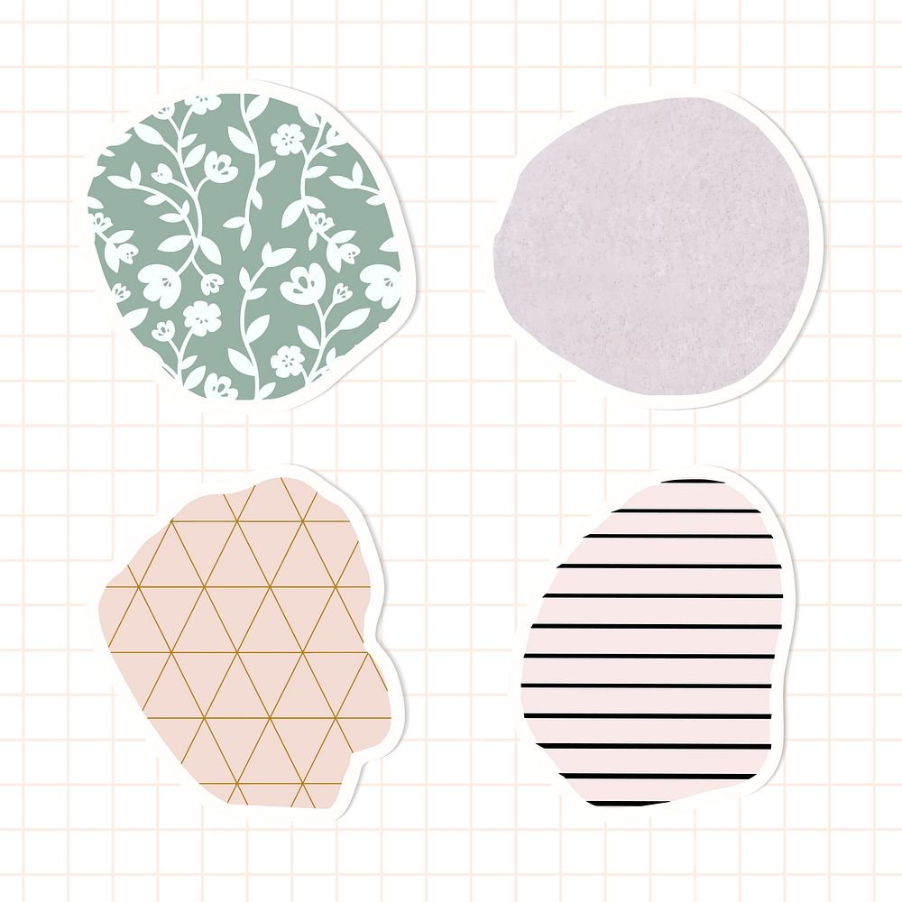 Pastel pattern badge sticker set illustration